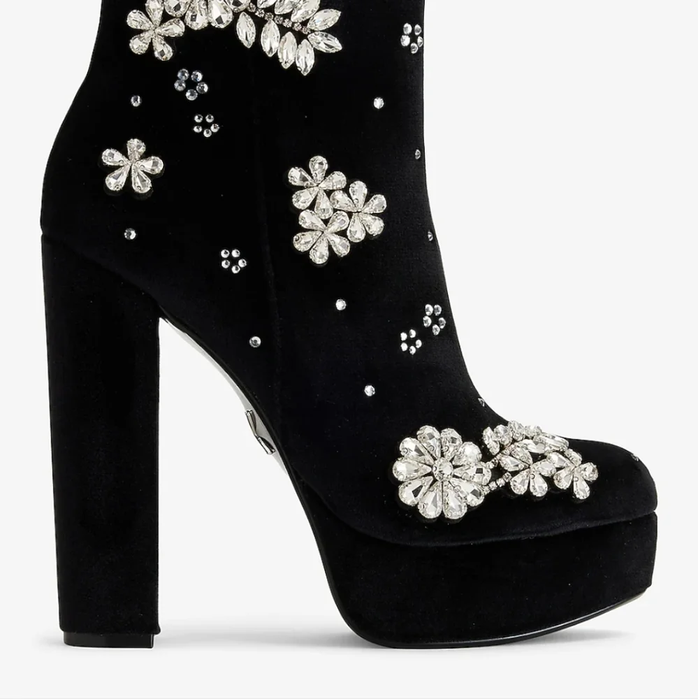 Express Black Heeled Boots with Silver Embellishments - Picture 4 of 14